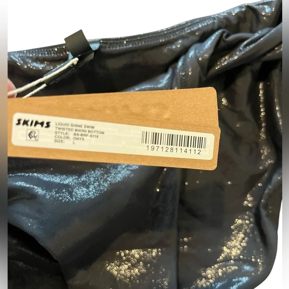 NWT Skims Liquid Shine Swim Bikini Top and Bottom in Onyx